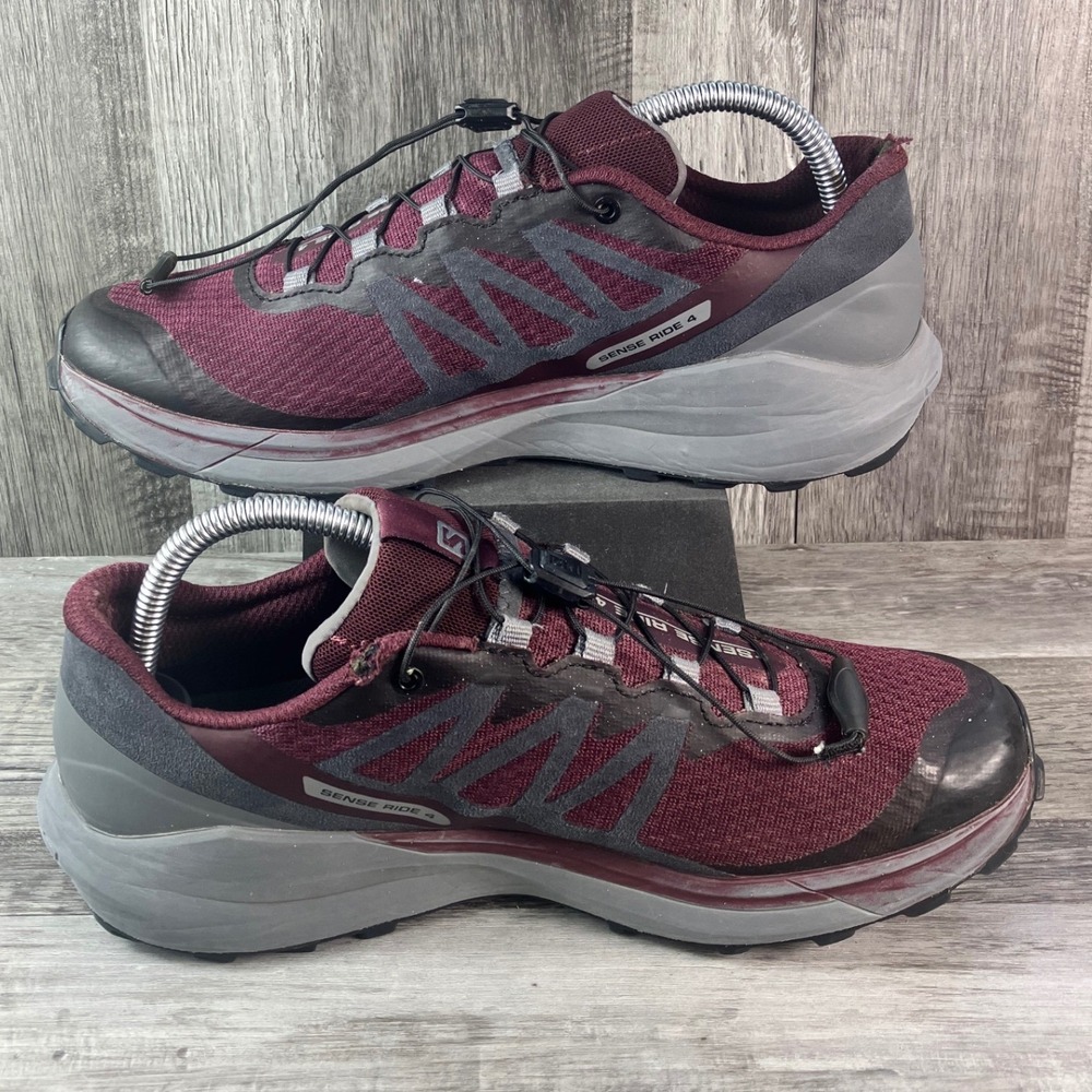 Salomon Sense Ride 4 Trail Running Shoes Burgundy Grey Womens 9 413053 - Picture 2 of 9